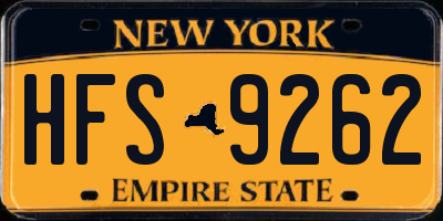 NY license plate HFS9262