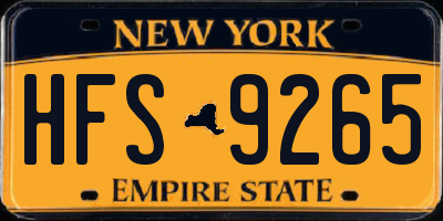 NY license plate HFS9265