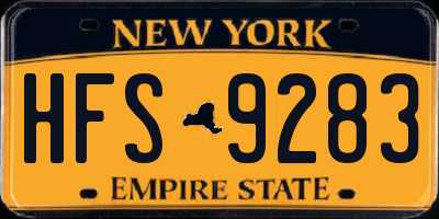 NY license plate HFS9283