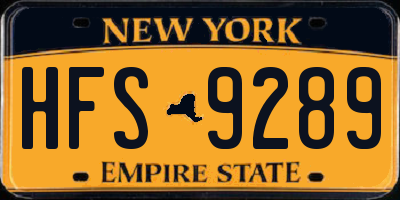 NY license plate HFS9289