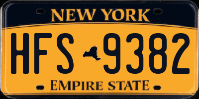 NY license plate HFS9382