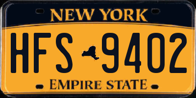 NY license plate HFS9402
