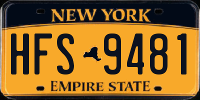NY license plate HFS9481