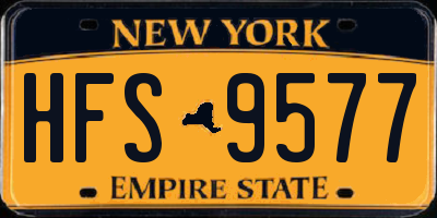 NY license plate HFS9577