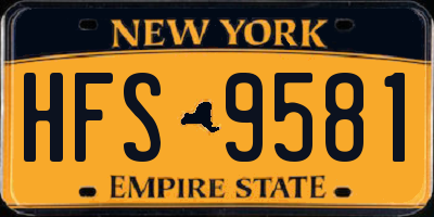 NY license plate HFS9581