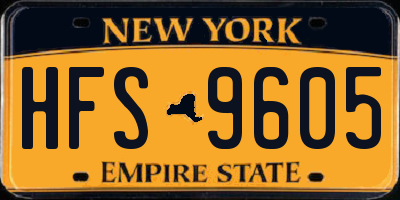 NY license plate HFS9605