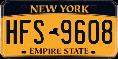 NY license plate HFS9608
