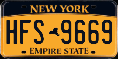 NY license plate HFS9669
