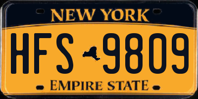 NY license plate HFS9809