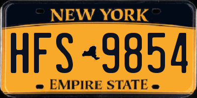 NY license plate HFS9854