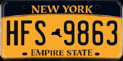 NY license plate HFS9863