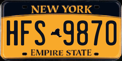 NY license plate HFS9870