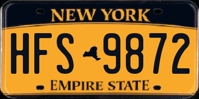 NY license plate HFS9872
