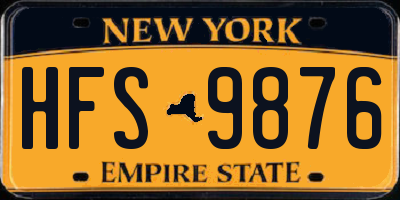 NY license plate HFS9876