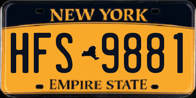 NY license plate HFS9881
