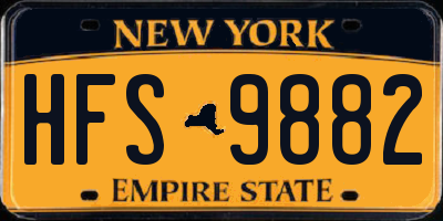 NY license plate HFS9882