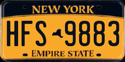 NY license plate HFS9883