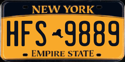 NY license plate HFS9889