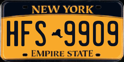 NY license plate HFS9909