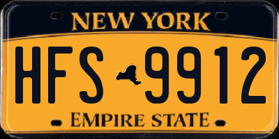 NY license plate HFS9912