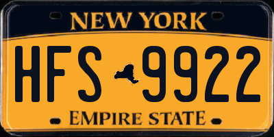 NY license plate HFS9922