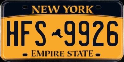 NY license plate HFS9926