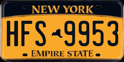 NY license plate HFS9953
