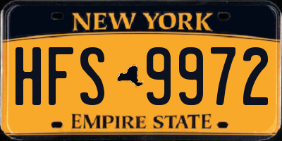 NY license plate HFS9972