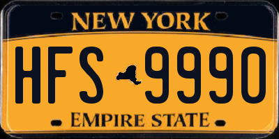 NY license plate HFS9990