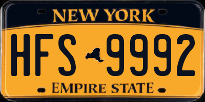 NY license plate HFS9992