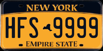 NY license plate HFS9999