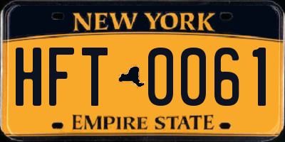 NY license plate HFT0061