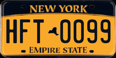NY license plate HFT0099