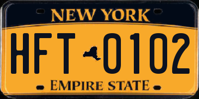 NY license plate HFT0102