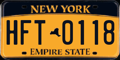 NY license plate HFT0118