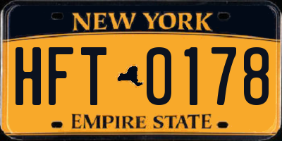 NY license plate HFT0178