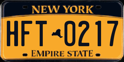 NY license plate HFT0217