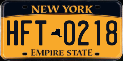 NY license plate HFT0218