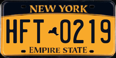 NY license plate HFT0219