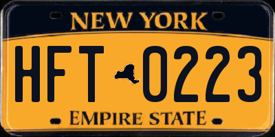 NY license plate HFT0223