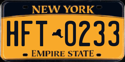 NY license plate HFT0233