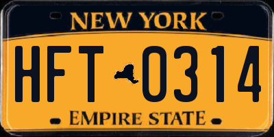 NY license plate HFT0314