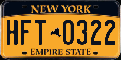 NY license plate HFT0322
