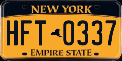 NY license plate HFT0337