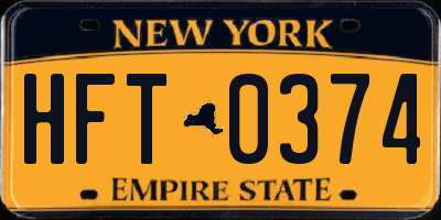 NY license plate HFT0374