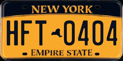 NY license plate HFT0404