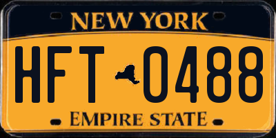 NY license plate HFT0488