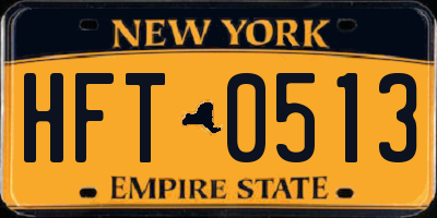 NY license plate HFT0513