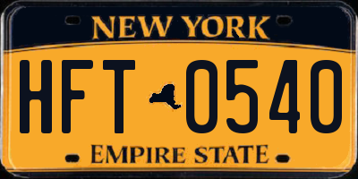 NY license plate HFT0540
