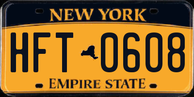 NY license plate HFT0608